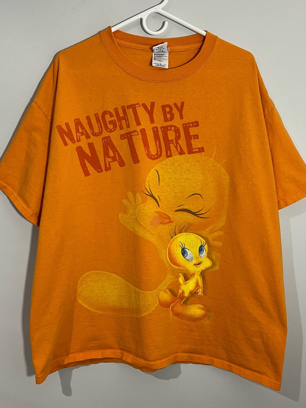 Vintage Six Flags Looney Tunes Tweety Naughty By Nature Orange T-Shirt Adult XL